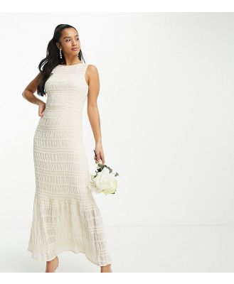 Vila Petite Bridal lace maxi dress in cream-White