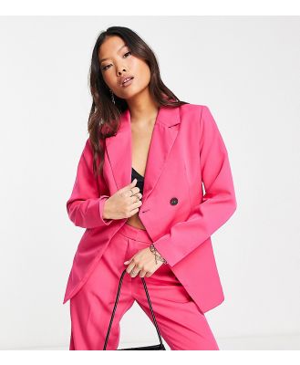 Vila Petite tailored asymmetric suit blazer in bright pink