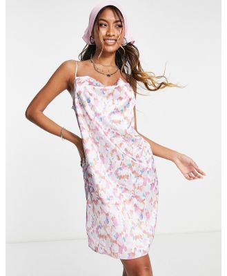 Vila satin mini cami dress in multi print