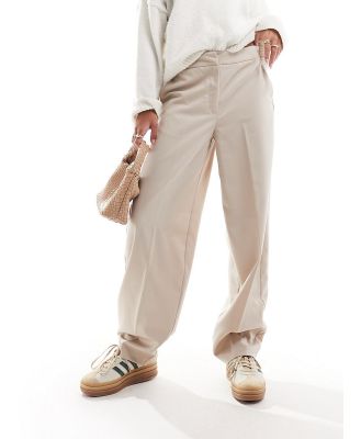 Vila wide tapered leg tailored pants in stone-Neutral
