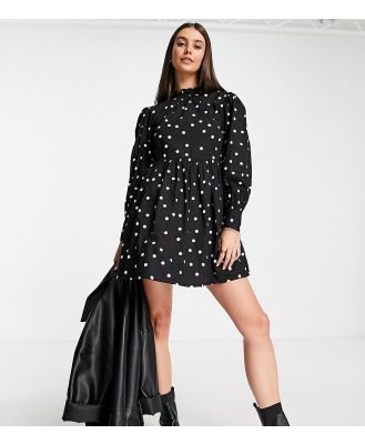 Violet Romance Tall tiered cotton mini dress in black and white polka dot
