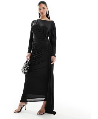 VL The Label maxi ruched dress in black