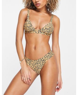 Volcom Yess leopard cheeky brazilian bikini bottoms in multi