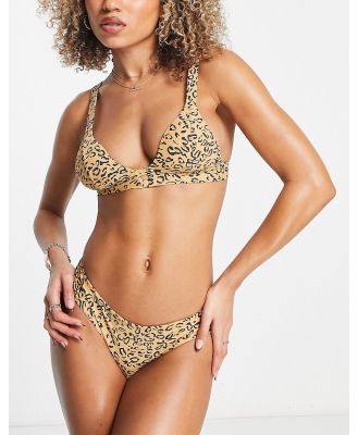 Volcom Yess leopard triangle bikini top in multi