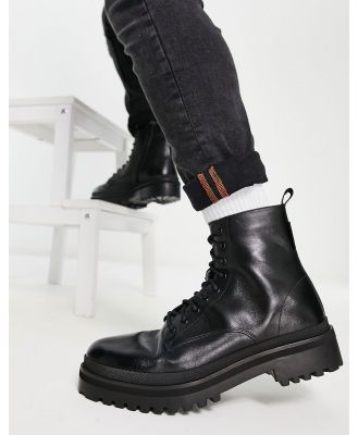 Walk London astoria lace-up boots in black leather
