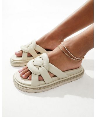 Walk London Budapest padded sandals in off white leather