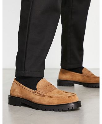 Walk London Campus chunky loafers in tan suede-Brown