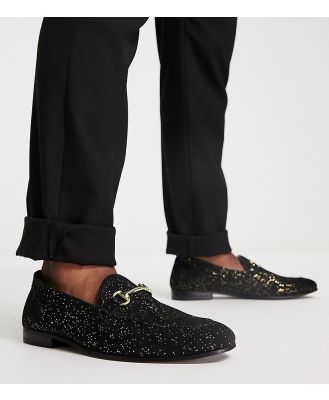 Walk London Jean snaffle loafers in black sparkle