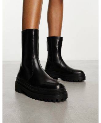 Walk London Margot zip boots in black leather
