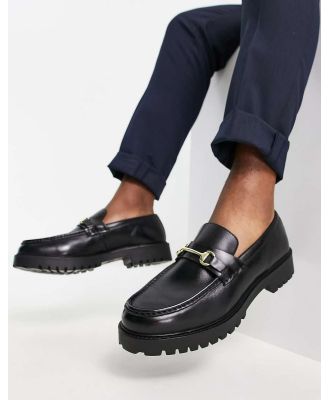 Walk London Sean chunky snaffle loafers in black leather