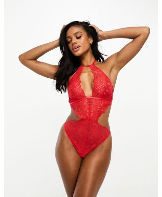 We Are We Wear lace bodysuit with strappy back detail in red