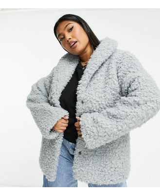 Wednesday's Girl Curve boxy collar detail jacket in grey fluff