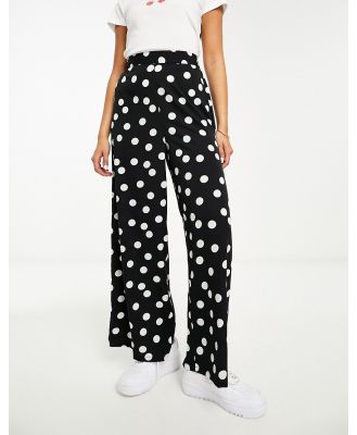 Wednesday's Girl polka dot wide leg pants in black-Multi