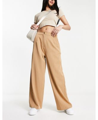 Wednesday's Girl wide leg tailored pants in pinstripe-Brown