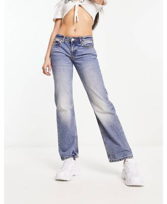 Weekday Arrow low rise straight leg jeans in seventeen blue