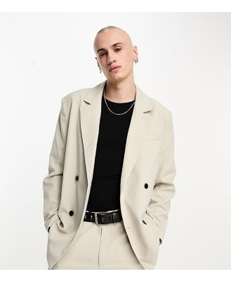 Weekday Leo double breasted blazer in light grey exclusive to ASOS (part of a set)