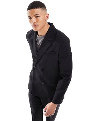 Weekday Leo relaxed fit blazer in black (part of a set)