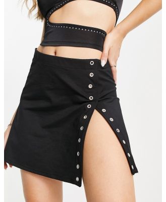 Weekday Leticia mini skirt with eyelet detail in black