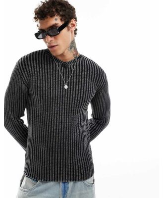 Weekday Morris slim v neck jumper in washed black