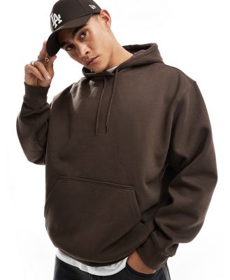 Weekday relaxed heavyweight jersey hoodie in brown
