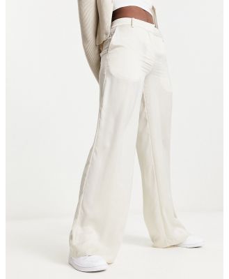 Weekday Riley wide leg satin pants in off white (part of a set)