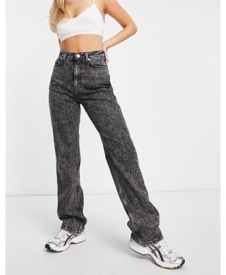 Weekday Rowe extra high waist straight fit jeans in black stonewash
