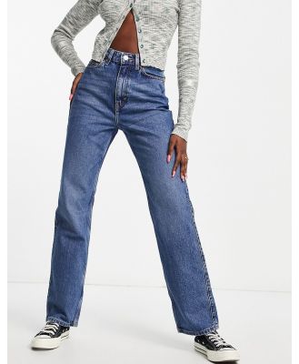 Weekday Rowe extra high waist straight fit jeans in deep blue