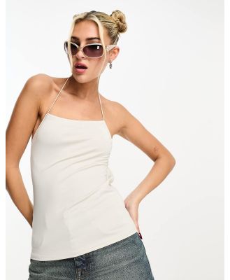 Weekday Shani drawstring halter neck top in off white