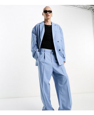Weekday Uno loose fit suit pants in powder blue exclusive to ASOS (part of a set)