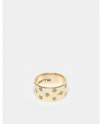 WTFW crystal star band ring in gold