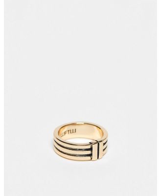 WTFW engraved line band ring in gold