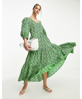 Whistles climbing vine print maxi dress in green