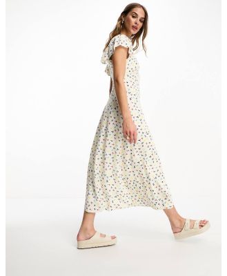 Whistles dancing floral midi dress in multi