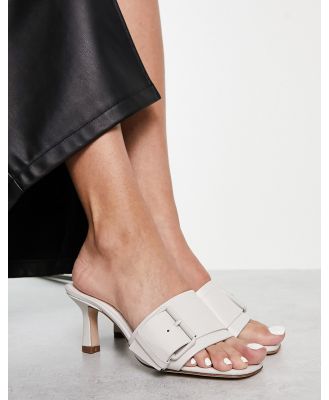 Whistles drench buckle stiletto mules in stone-White