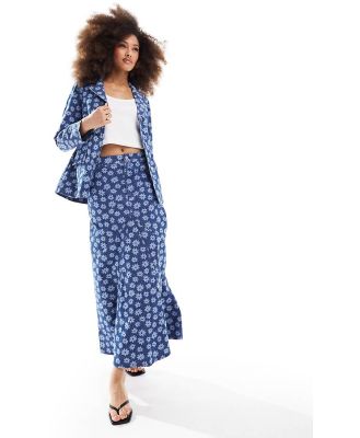 Whistles flower print denim maxi skirt (part of a set)-Blue