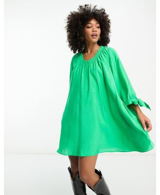 Whistles gathered neck mini smock dress in bold green