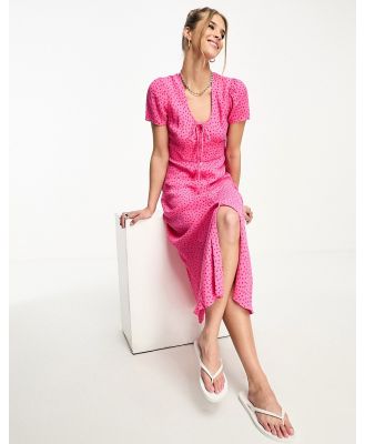 Whistles Heidi spot print midi dress in pink