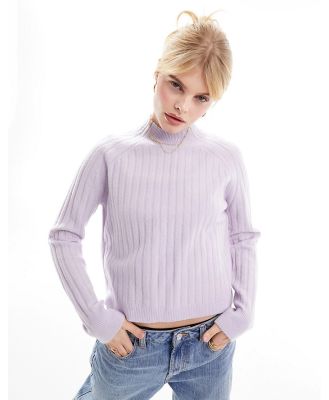 Whistles ribbed sponge crew knit jumper in lilac-Purple