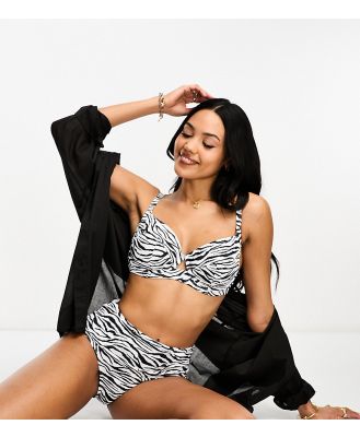 Wolf & Whistle Exclusive Fuller Bust mix & match high waist bikini bottoms in zebra print-Multi