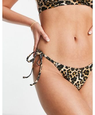 Wolf & Whistle Exclusive mix and match high leg tie side bikini bottoms in leopard print-Multi