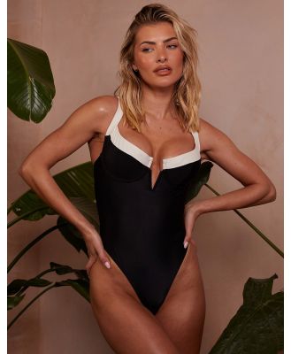 Wolf & Whistle x Emily Hughes Fuller Bust swimsuit in black and white