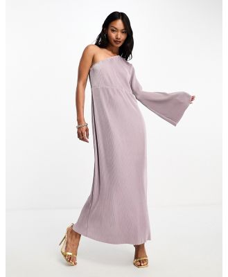 Y.A.S Bridesmaid plisse one shoulder midi dress in lavender-Purple