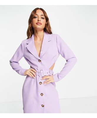 Y.A.S exclusive tailored blazer mini dress with cut out back and belt in purple