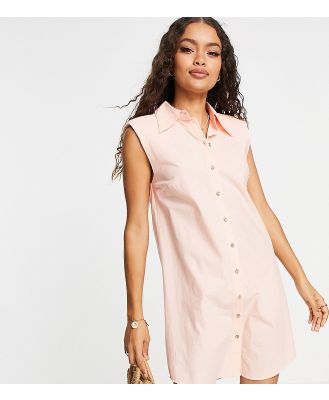 Y.A.S Petite cotton sleeveless mini shirt dress peach pink - PINK