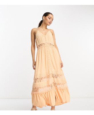 Y.A.S Petite lace insert cami maxi dress in apricot-Orange