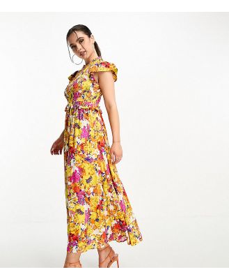 Y.A.S Petite shirred bodice maxi dress in floral-Multi