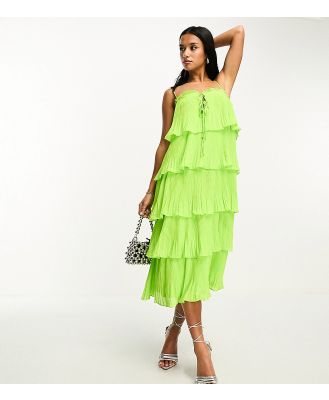 Y.A.S Petite tiered cami midi dress in green