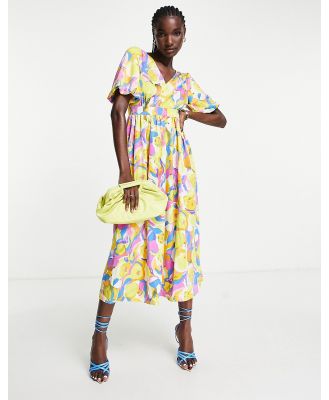 Y.A.S puff sleeve maxi dress in bright floral-Multi