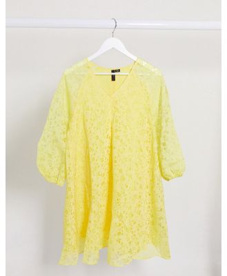 Y.A.S smock dress with puff sleeves in yellow floral-Multi