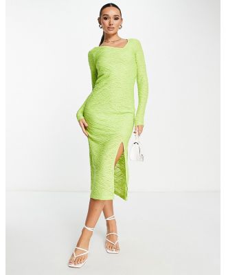 Y.A.S textured bodycon midi dress in lime-Yellow
